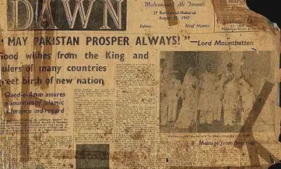 Dawn news headline Pakistan independence