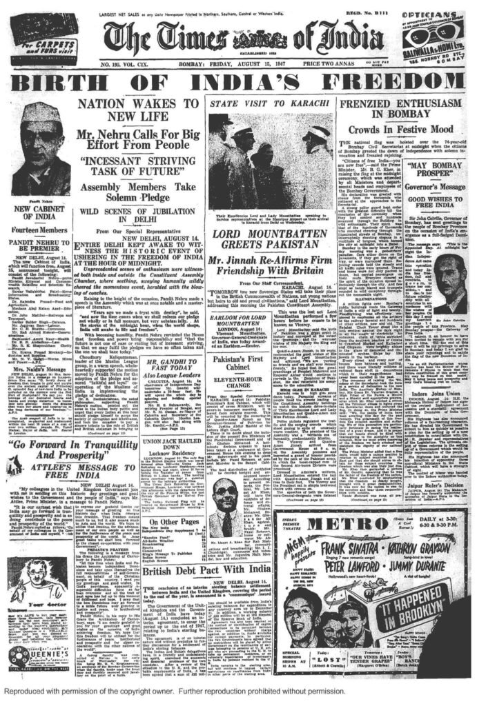 India Independence Times of India